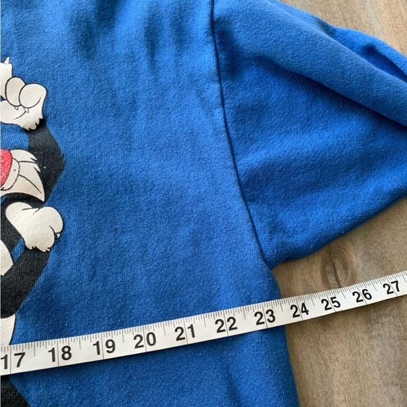 Vtg 90s 1997 Looney Tunes boxy crewneck sweatshirt blue L/XL - Picture 8 of 9